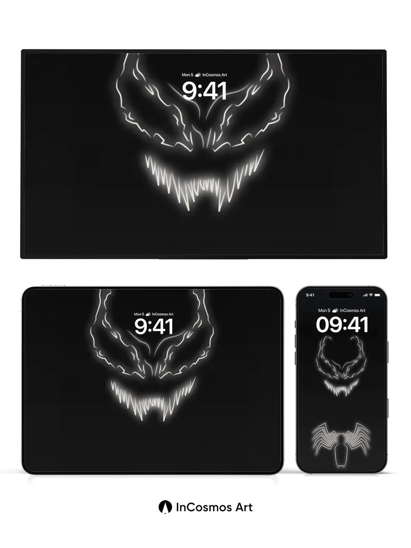 Neon Shadow Wallpaper with Dual Icons