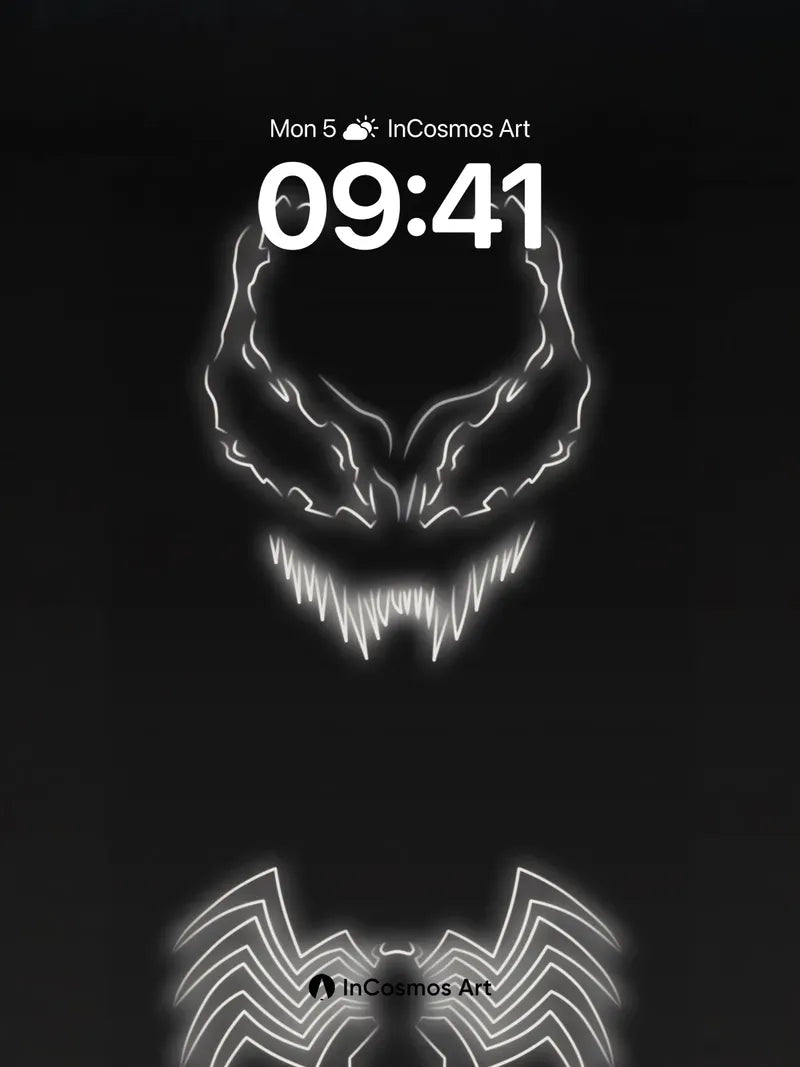 Neon Shadow Wallpaper with Dual Icons