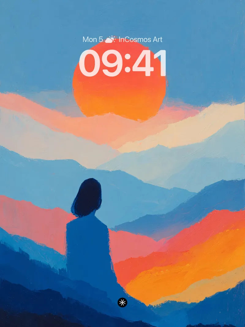 Solitude Mountain Silhouette Wallpaper with Gradient Sunset wallpaper for iPhone, iPad & Mac