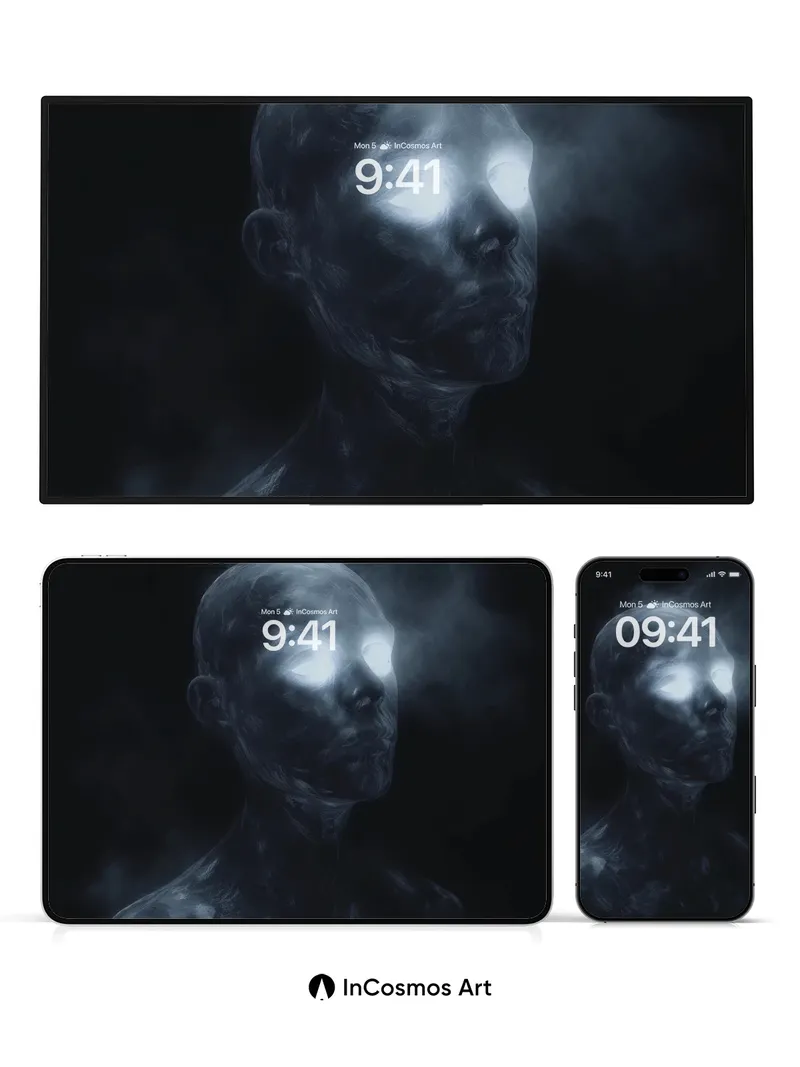 Ethereal Smoke Wallpaper with Glowing Eyes