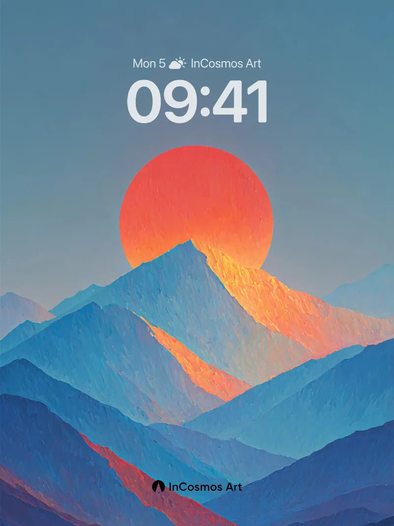 Serene Mountain Sunset Wallpaper with Warm Haze wallpaper for iPhone, iPad & Mac