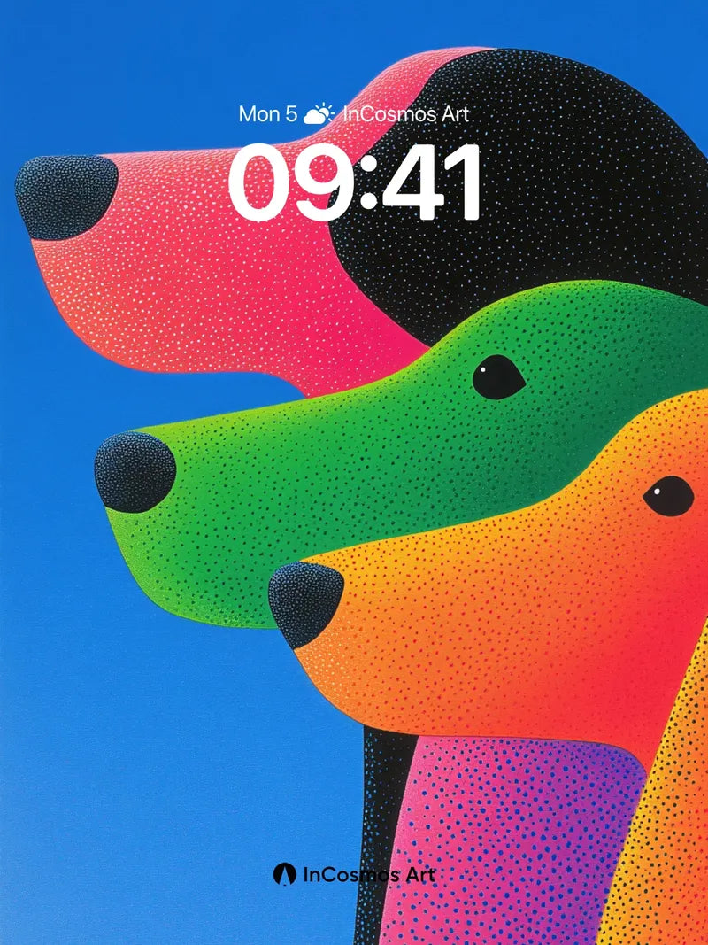 Rainbow Canine Wallpaper with Polka-Dot Hues wallpaper for iPhone, iPad & Mac