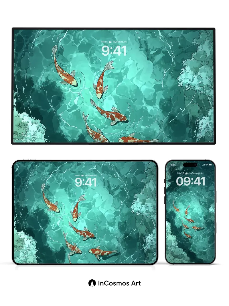 Serenity Koi Wallpaper with Aquatic Light