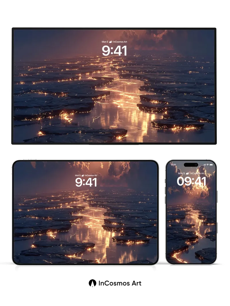 Golden Vein Wallpaper with Luminous Cracks