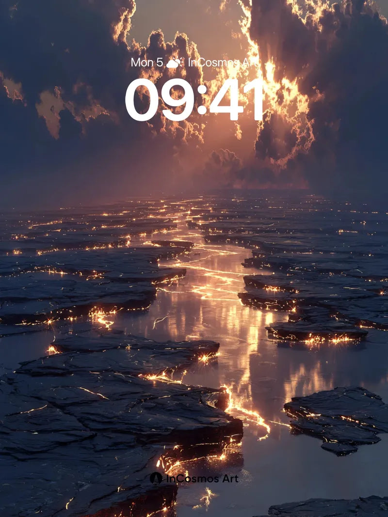 Golden Vein Wallpaper with Luminous Cracks