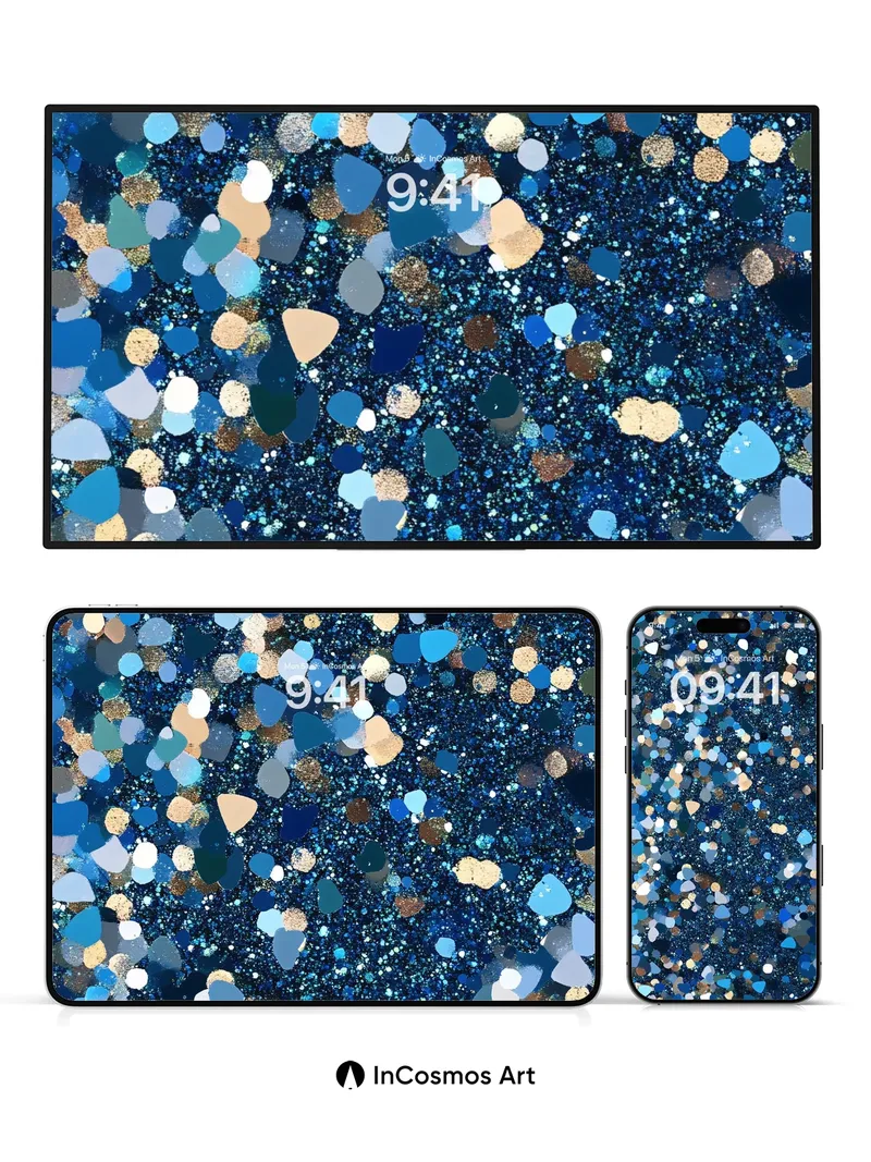 Cosmic Confetti Wallpaper with Gold Flecks