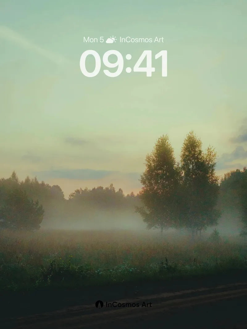 Mist-Bound Meadow Wallpaper with Distant Light