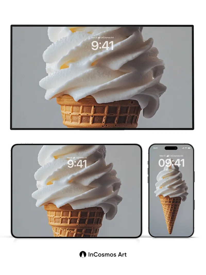 Creamy Whirl Wallpaper with Floating Cone