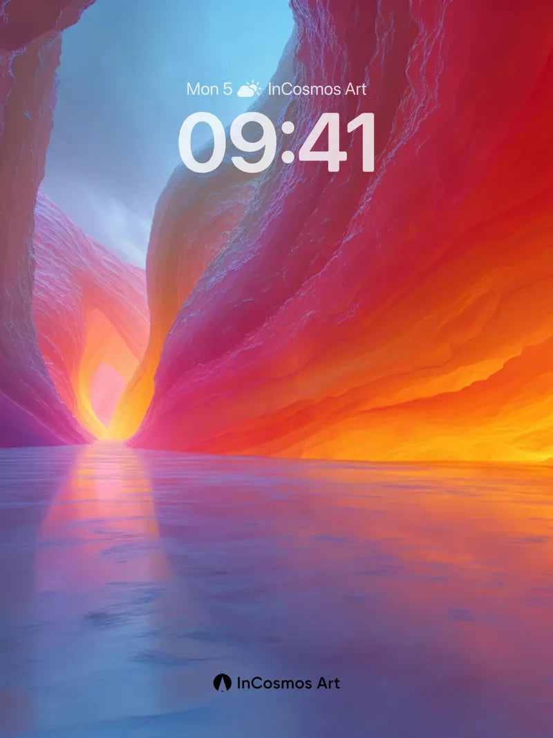 Luminous Canyon Wallpaper with Reflective Depths