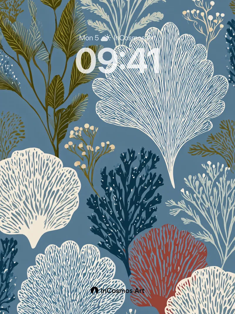 Oceanic Whisper Wallpaper with Coral Veins wallpaper for iPhone, iPad & Mac