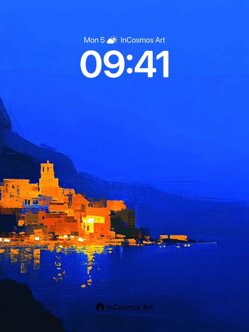 Cobalt Hush Wallpaper with Golden Echoes