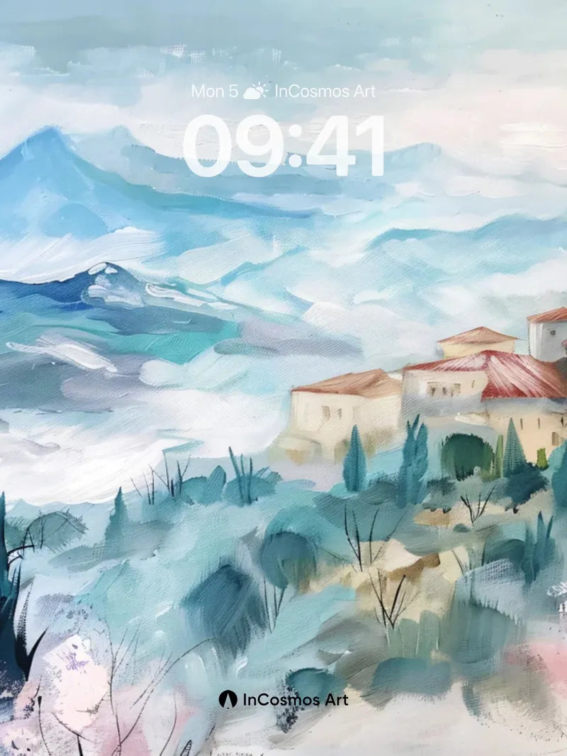 Misty Citadel Wallpaper with Whispering Pines