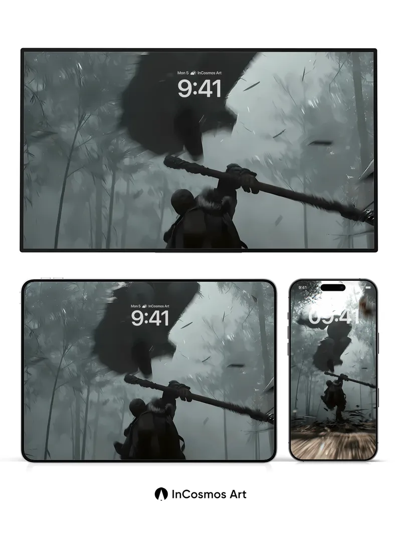 Shadow Leap Wallpaper with Bamboo Whispers