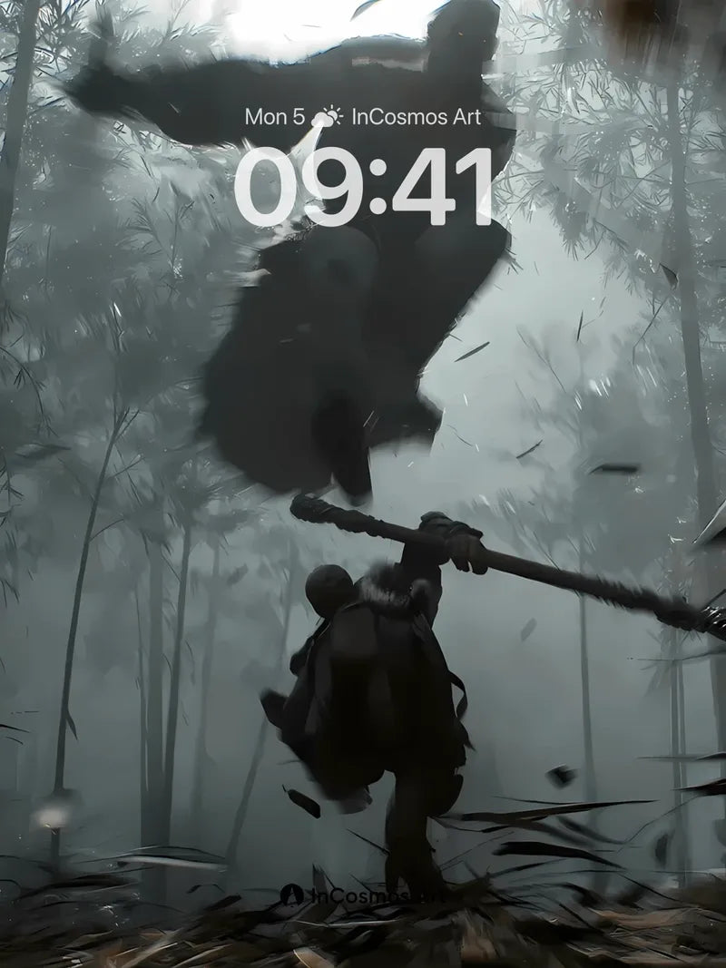 Shadow Leap Wallpaper with Bamboo Whispers