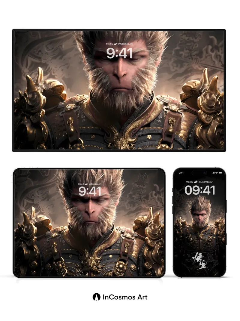 Fierce Mythic Warrior Wallpaper with Golden Armor