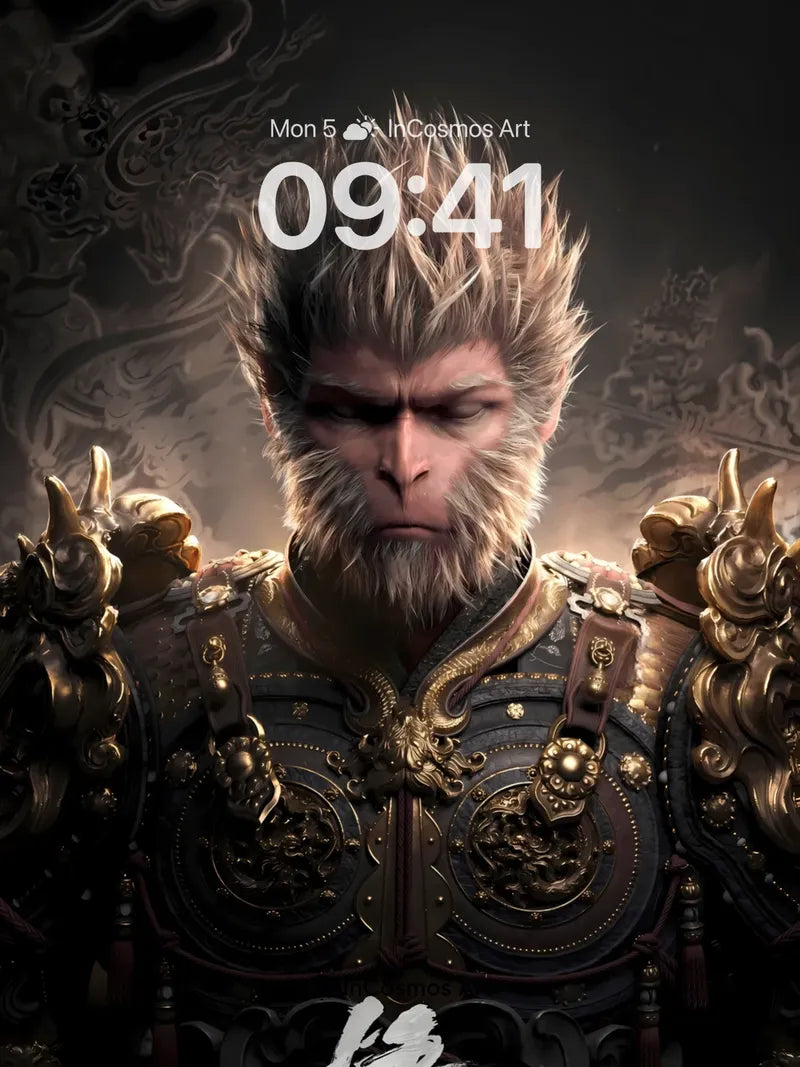 Fierce Mythic Warrior Wallpaper with Golden Armor
