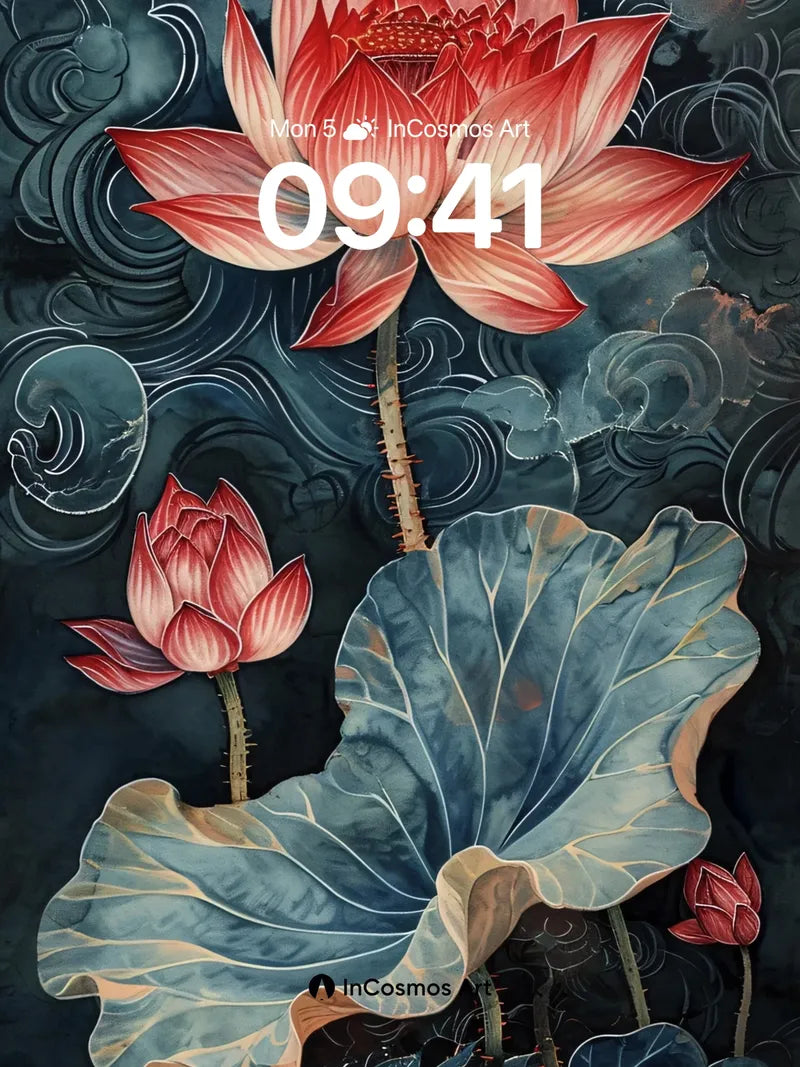 Crimson Lotus Wallpaper with Swirling Depths