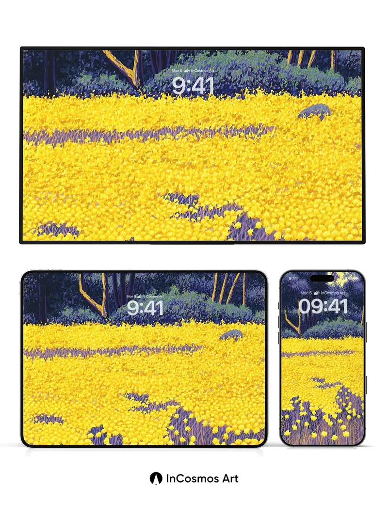 Golden Hush Wallpaper with Whispering Forest