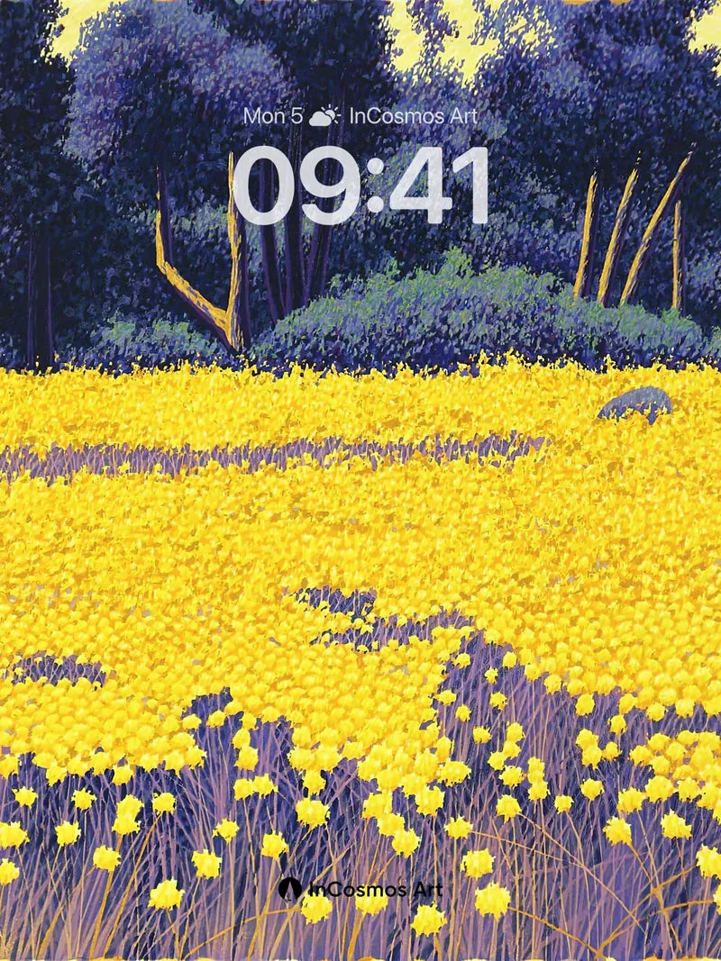 Golden Hush Wallpaper with Whispering Forest