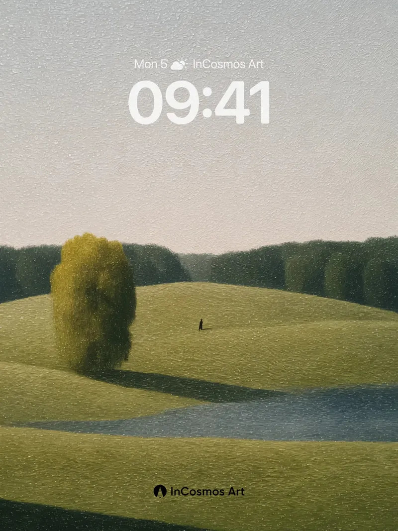 Serenity Field Wallpaper with Solitary Tree wallpaper for iPhone, iPad & Mac