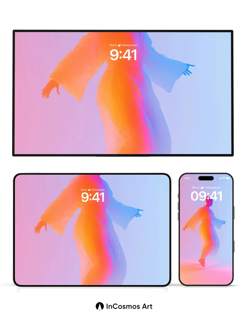 Neon Drift Wallpaper with Floating Silhouette