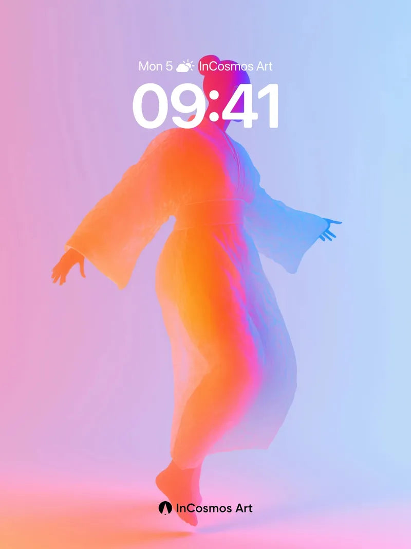 Neon Drift Wallpaper with Floating Silhouette