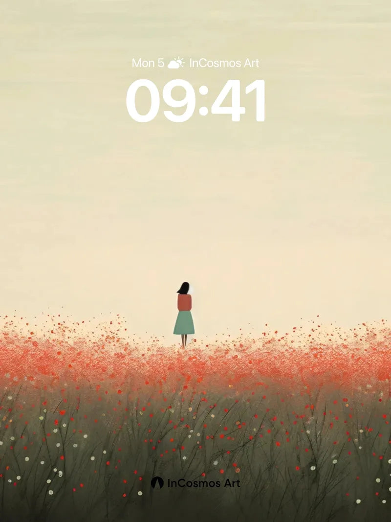 Serenity Field Wallpaper with Distant Figure