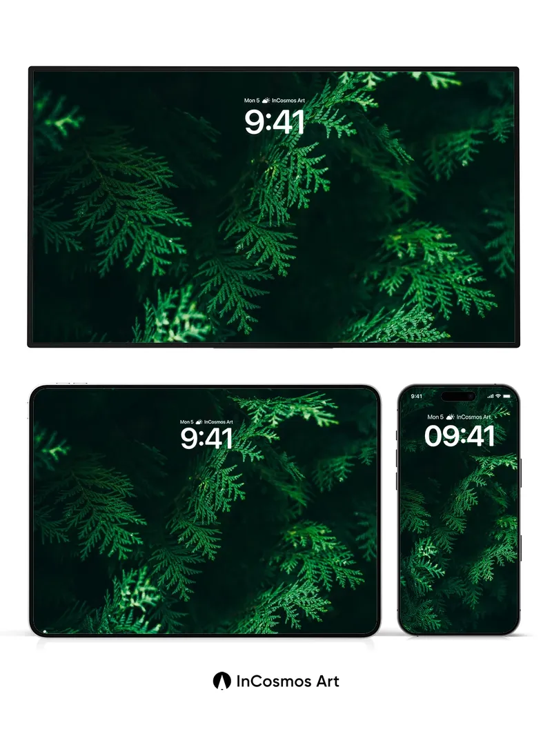 Whispering Needles Wallpaper with Emerald Shadows