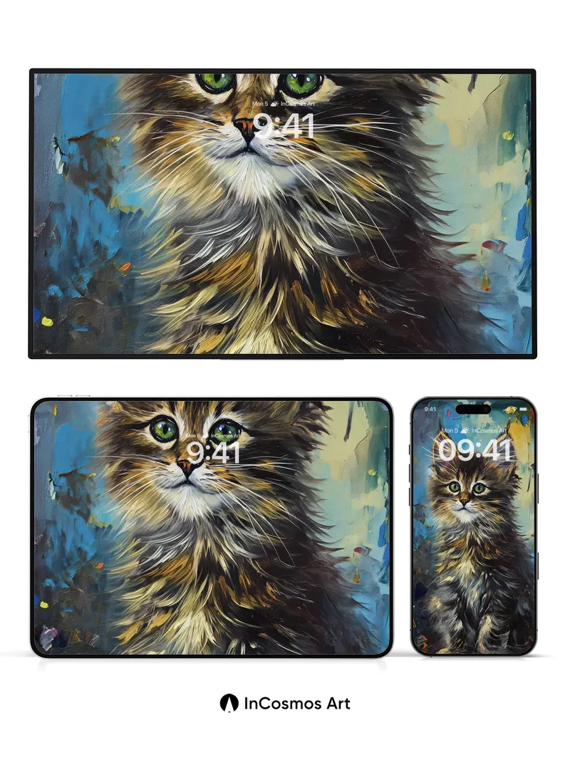 Whispering Fur Wallpaper with Emerald Gaze