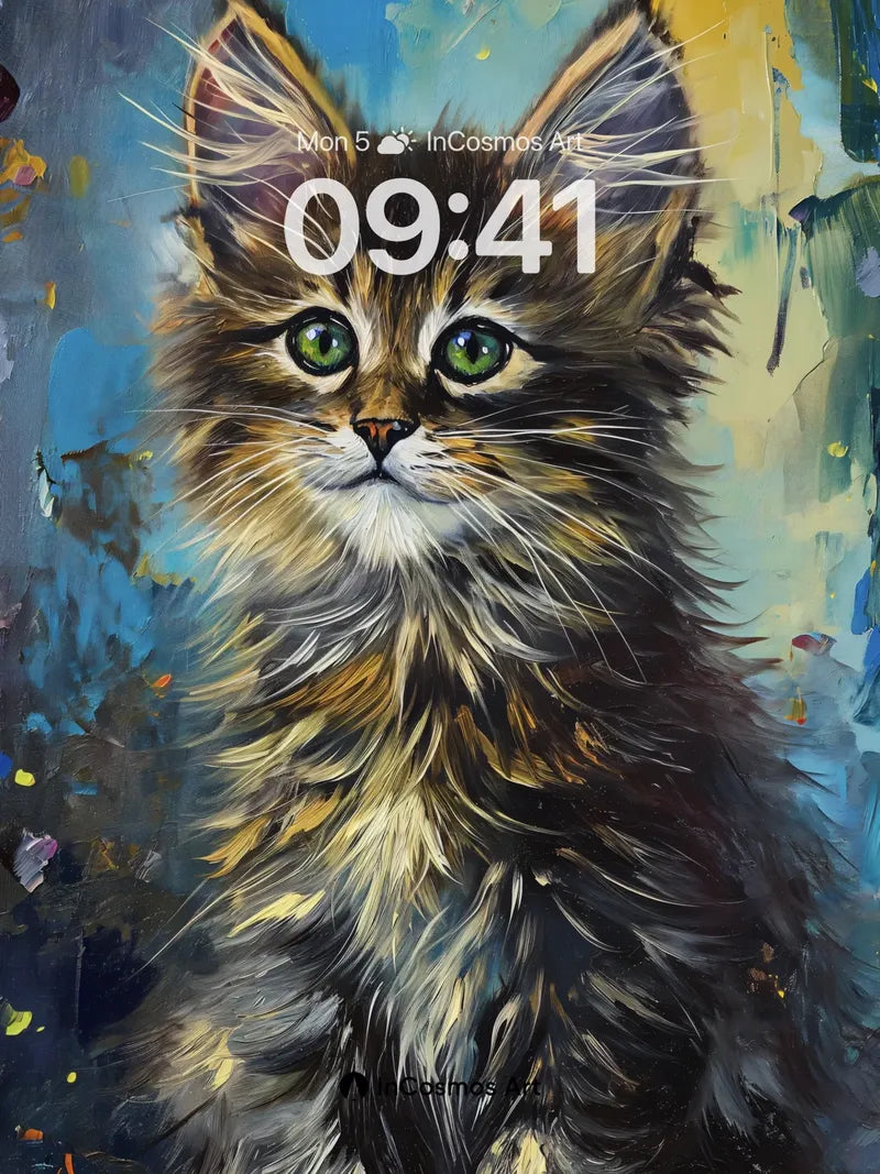 Whispering Fur Wallpaper with Emerald Gaze wallpaper for iPhone, iPad & Mac