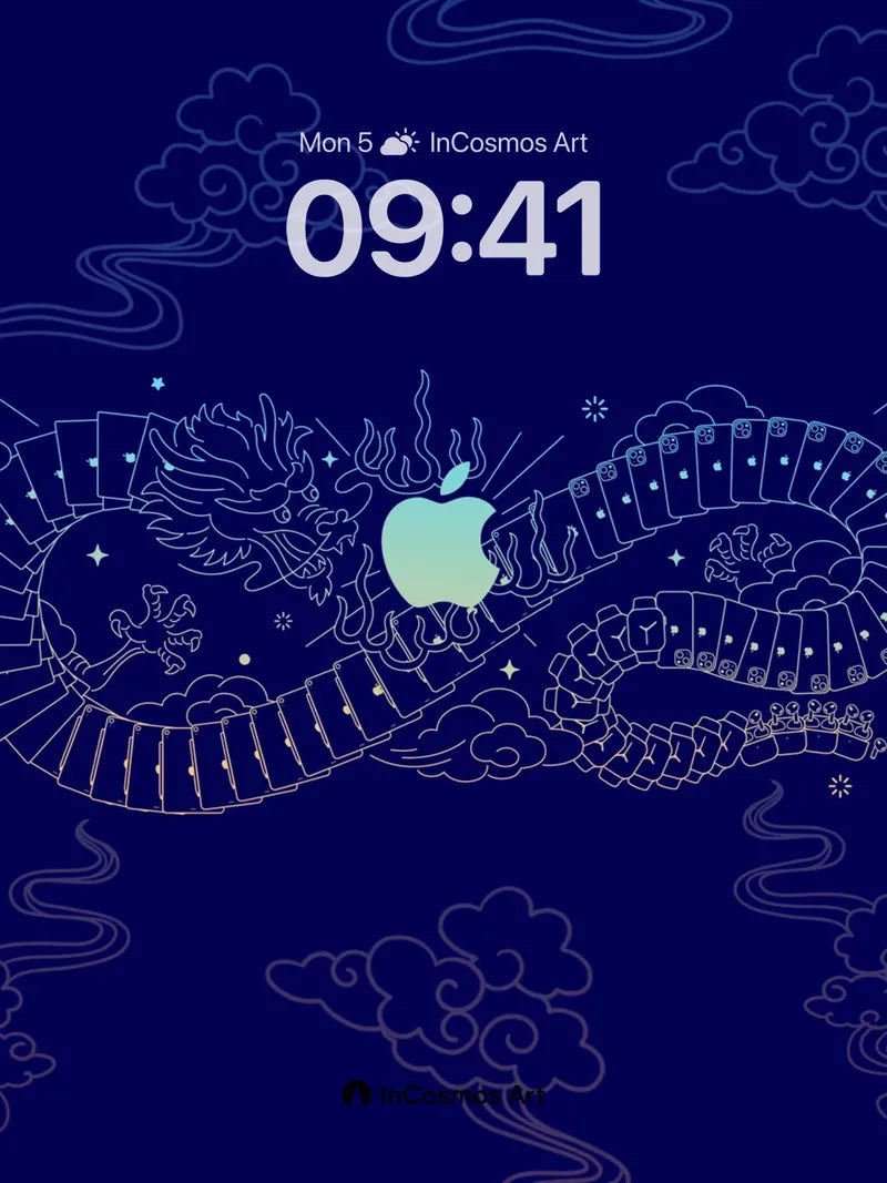 Celestial Dragon Wallpaper with Apple Core