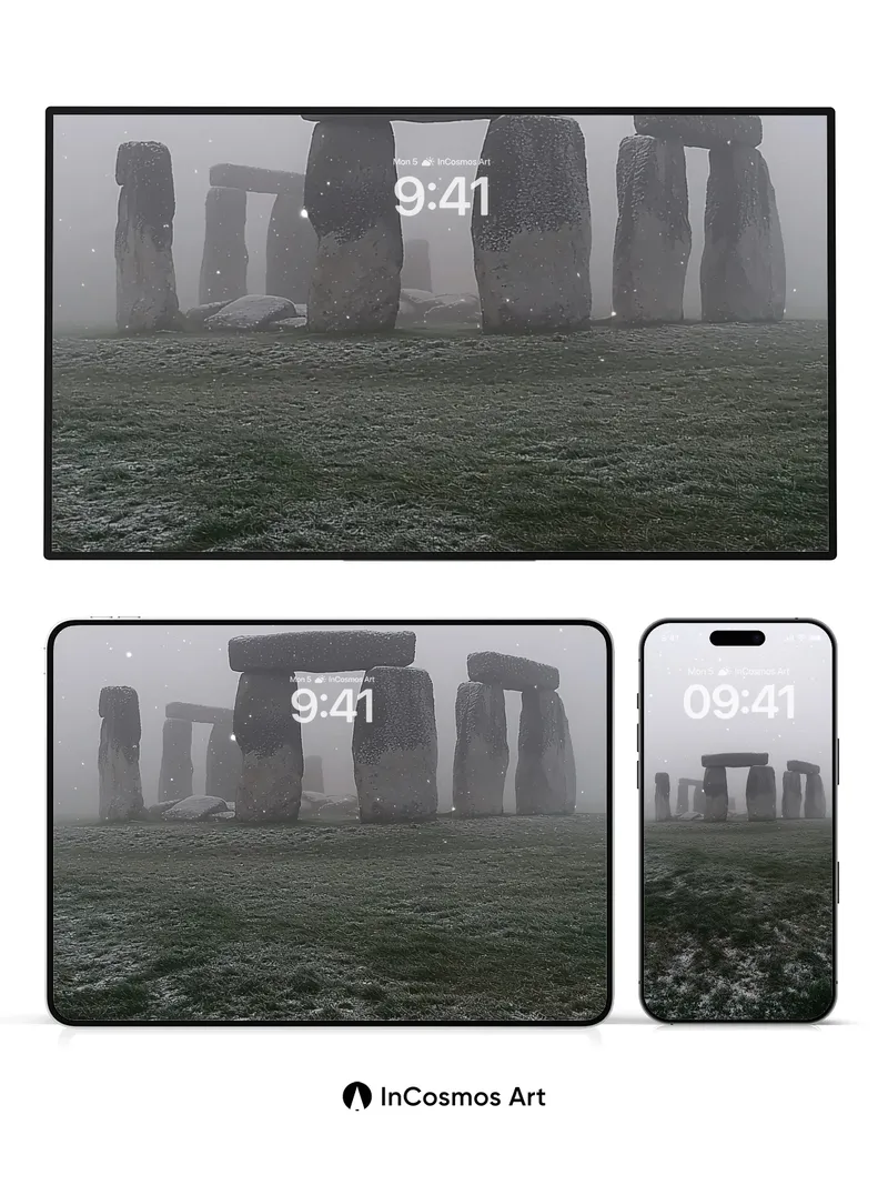 Frostbound Stones Wallpaper with Whispering Snow