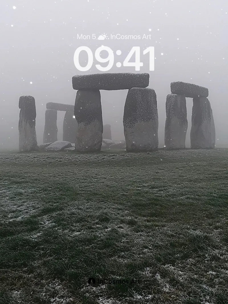 Frostbound Stones Wallpaper with Whispering Snow