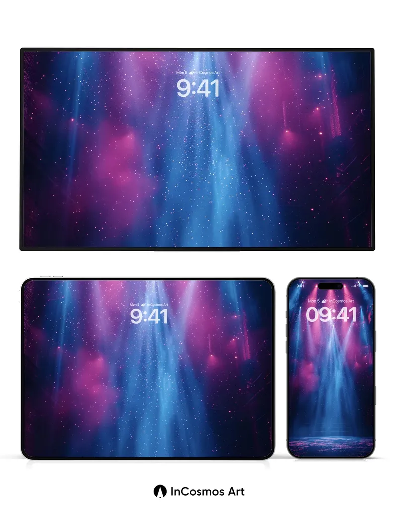 Neon Nebula Wallpaper with Starlight Trails