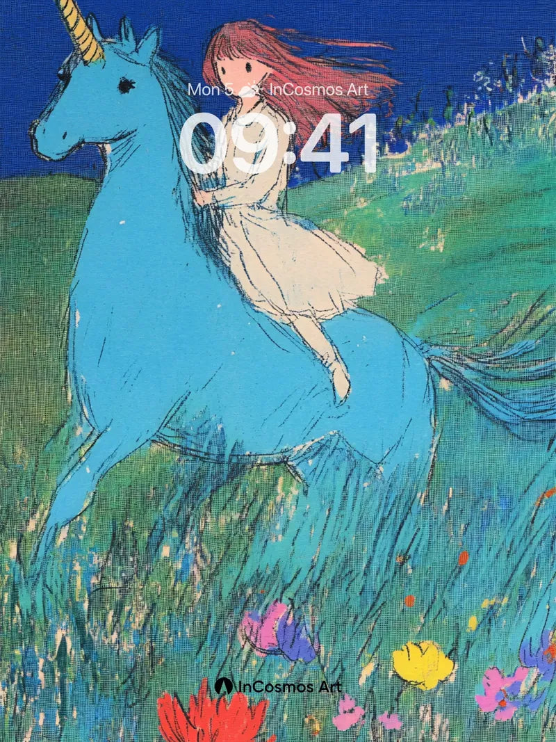 Whispering Meadow Wallpaper with Celestial Unicorn