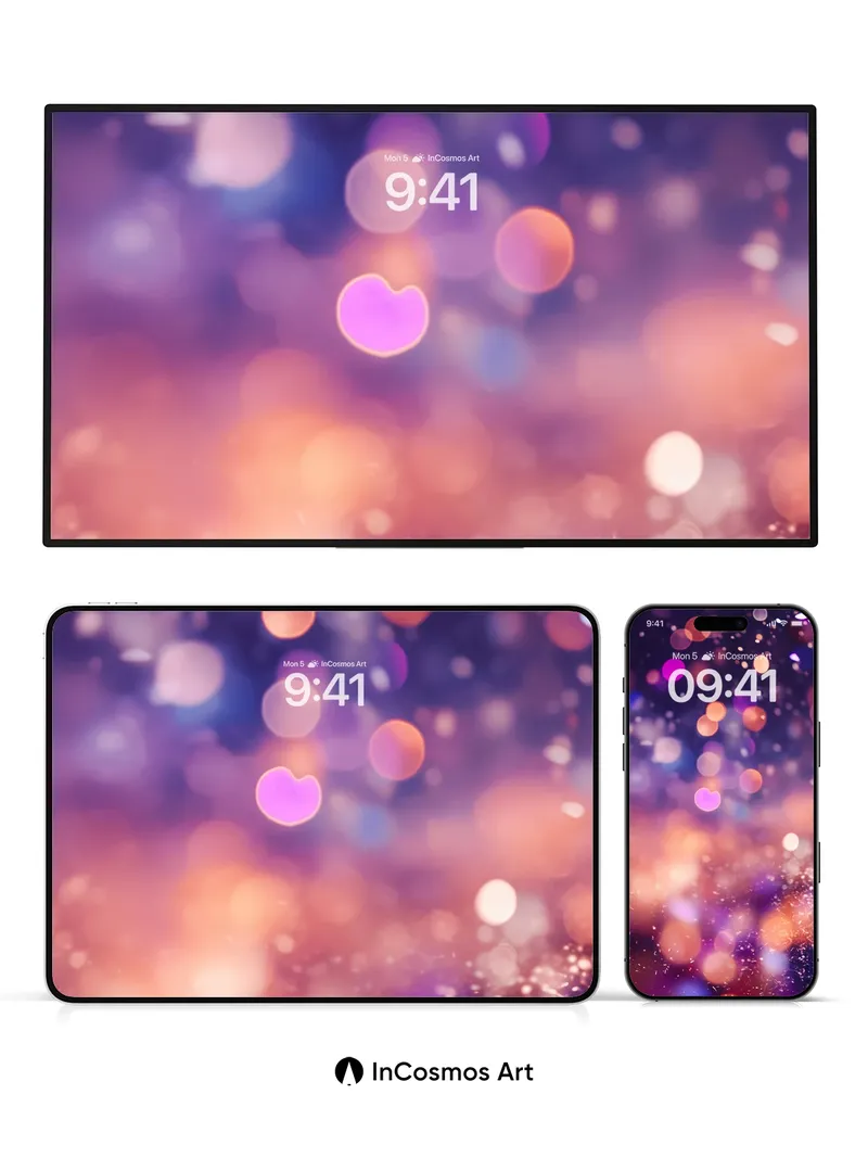 Luminous Drift Wallpaper with Floating Hearts