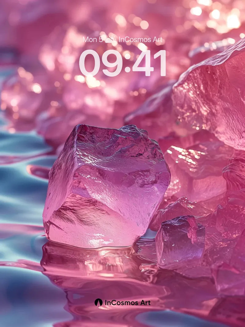 Luminous Crystal Wallpaper with Floating Ice Fragments wallpaper for iPhone, iPad & Mac