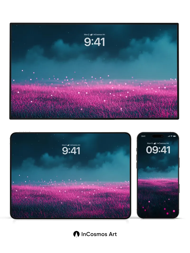 Nocturnal Pulse Wallpaper with Bioluminescent Field