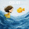 Whispering Waves Wallpaper with Golden Fish wallpaper for iPhone, iPad & Mac