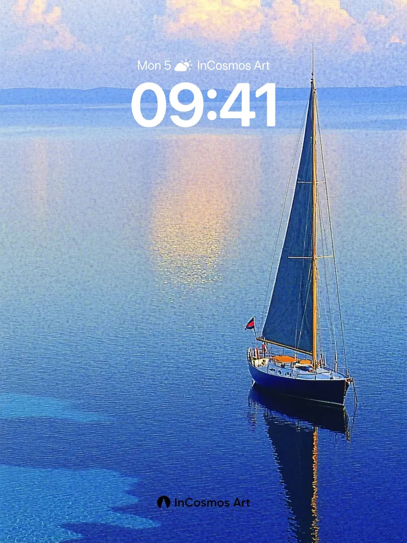 Serenity Sail Wallpaper with Golden Reflections wallpaper for iPhone, iPad & Mac