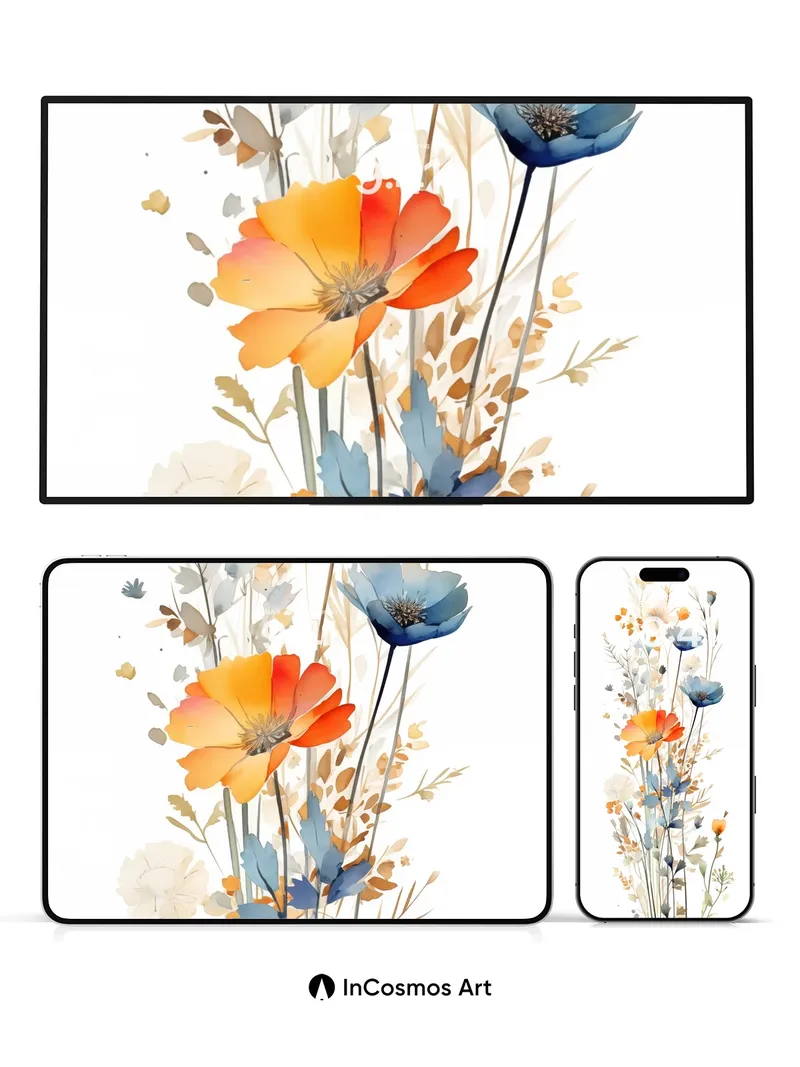 Serene Bloom Wallpaper with Ethereal Stems