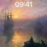 Serenity at Dusk Wallpaper with Silhouetted Ships wallpaper for iPhone, iPad & Mac