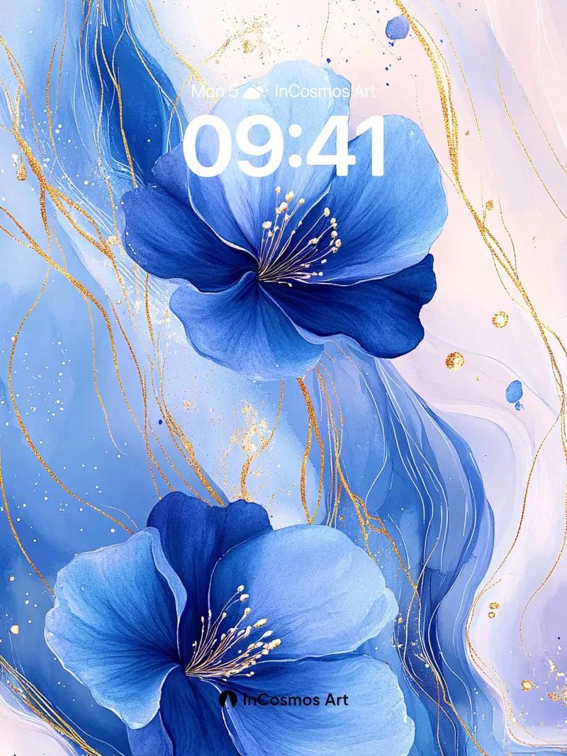 Luminous Bloom Wallpaper with Golden Veins