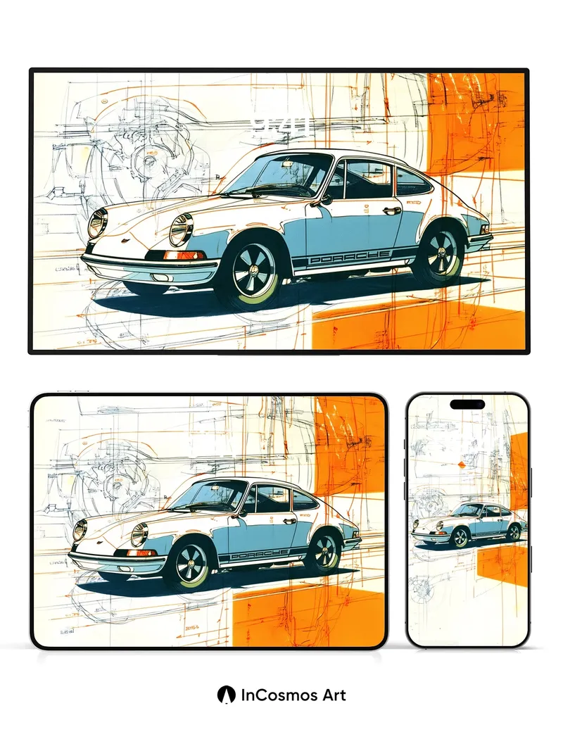 Blueprint Reverie Wallpaper with Mechanical Echoes