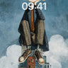 Whimsical Cloud Perch Wallpaper with Stacked City wallpaper for iPhone, iPad & Mac