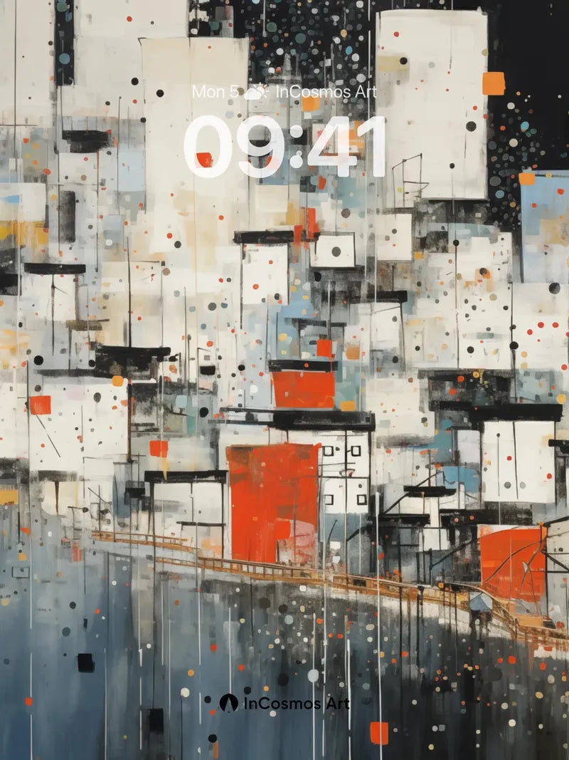 Neon Silence Wallpaper with Floating Blocks