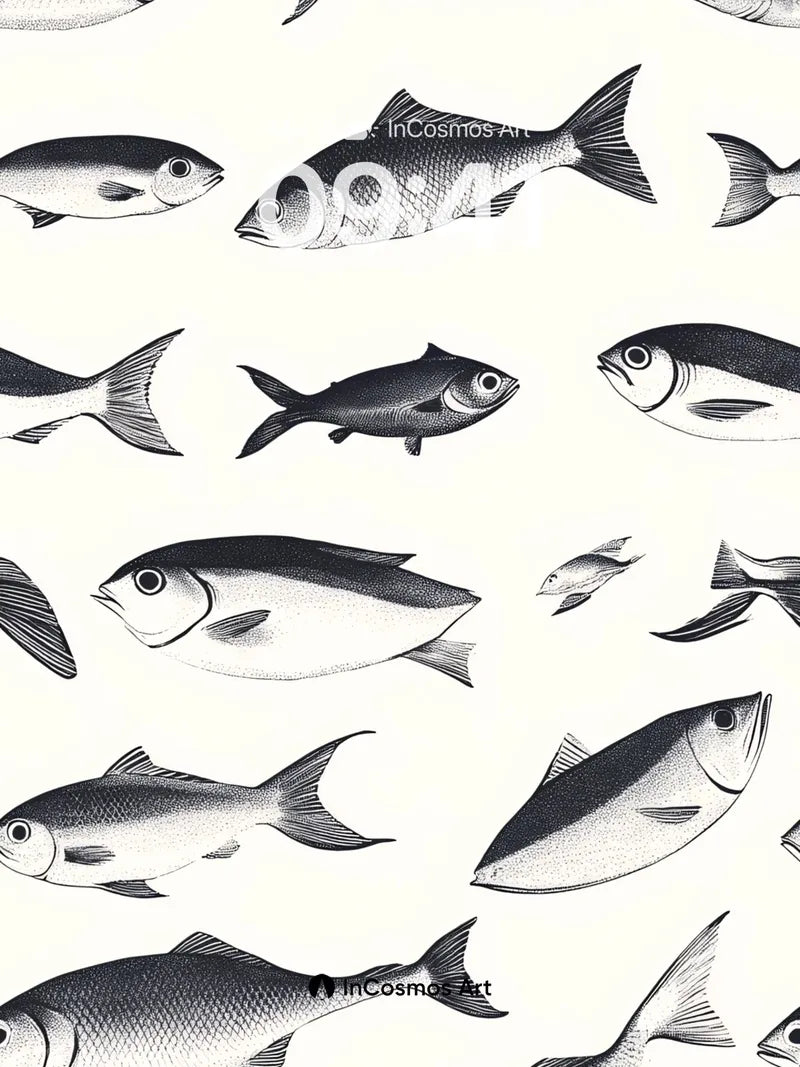 Silent Swim Wallpaper with Inked Fish