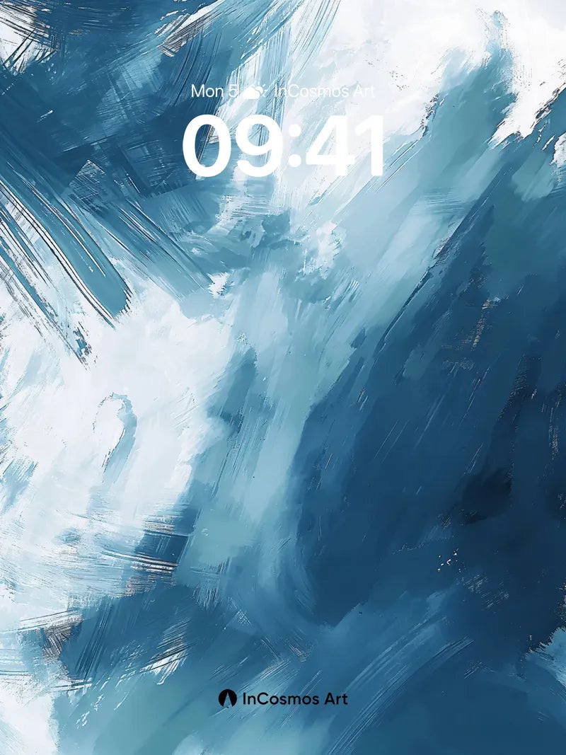 Cerulean Storm Wallpaper with Brushstroke Waves wallpaper for iPhone, iPad & Mac