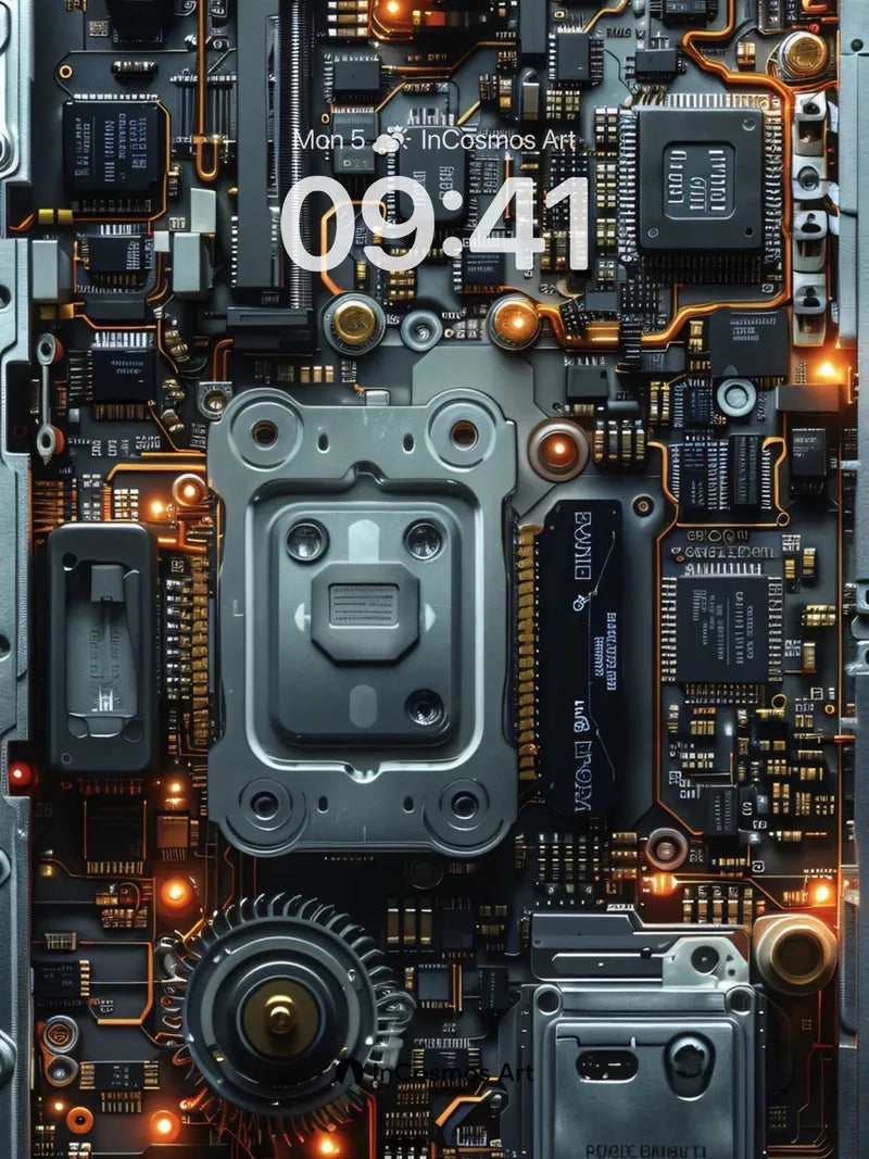 Circuit Pulse Wallpaper with Glowing Nodes