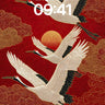 Crimson Crane Flight Wallpaper with Golden Clouds wallpaper for iPhone, iPad & Mac